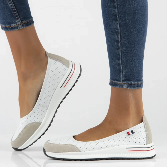 Leather shoes Filippo DP6134/25 WH GR white-grey