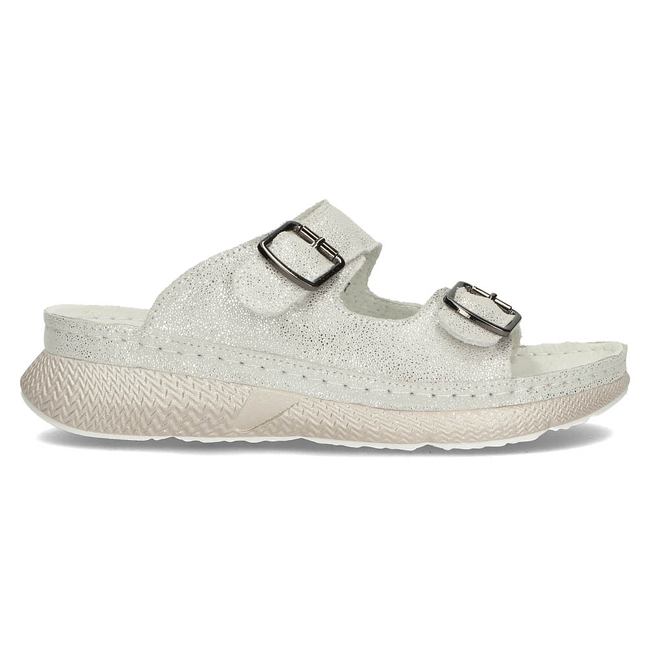 Skórzane klapki Filippo DK3516/22 SI srebrne