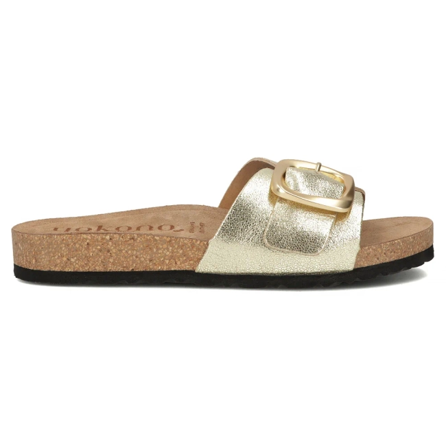 Skórzane klapki Yokono JERBA-114 SAMOA PLATINO złote