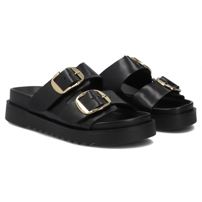Skórzane klapki Filippo DK7827/26 BK czarne