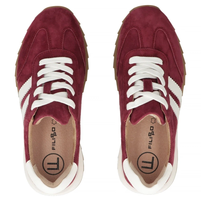 Skórzane sneakersy Filippo DP7534/26 BG bordowe