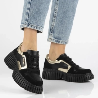 Skórzane sneakersy Filippo DP6780/25 BK GO czarne