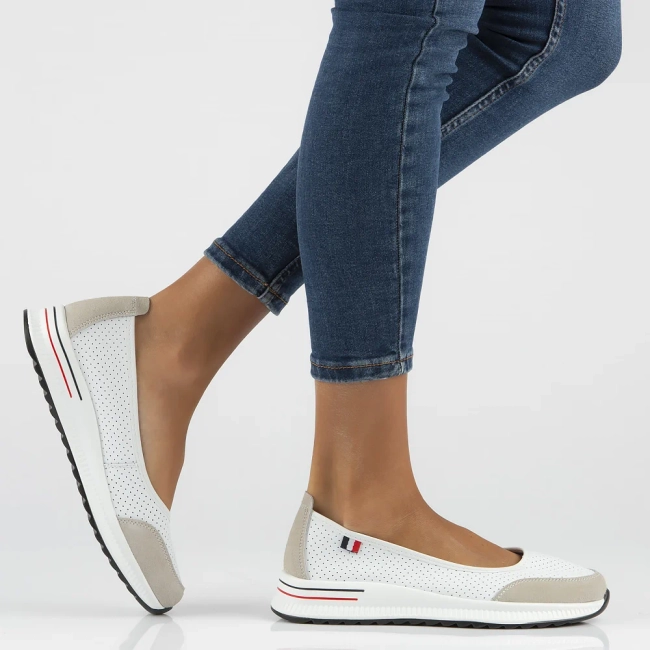 Leather shoes Filippo DP6134/25 WH GR white-grey