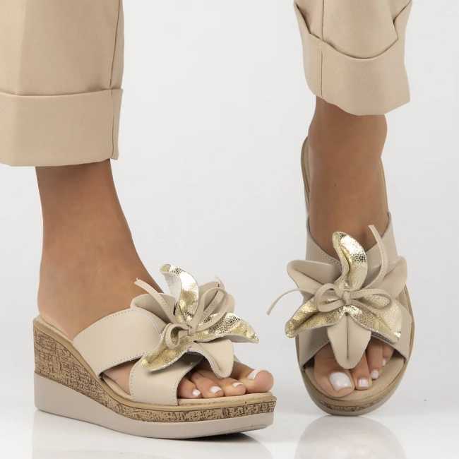 Leather flip-flops Filippo DK7039/25 BE beige