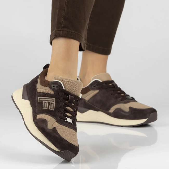 Skórzane sneakersy Filippo DP7881/26 BR brązowe
