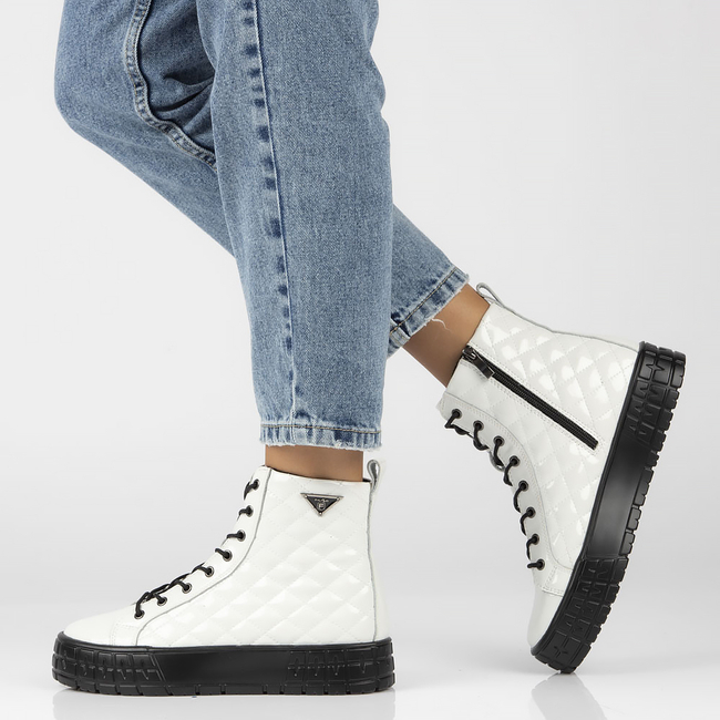 Skórzane trzewiki Filippo DBT3944/22 WH białe