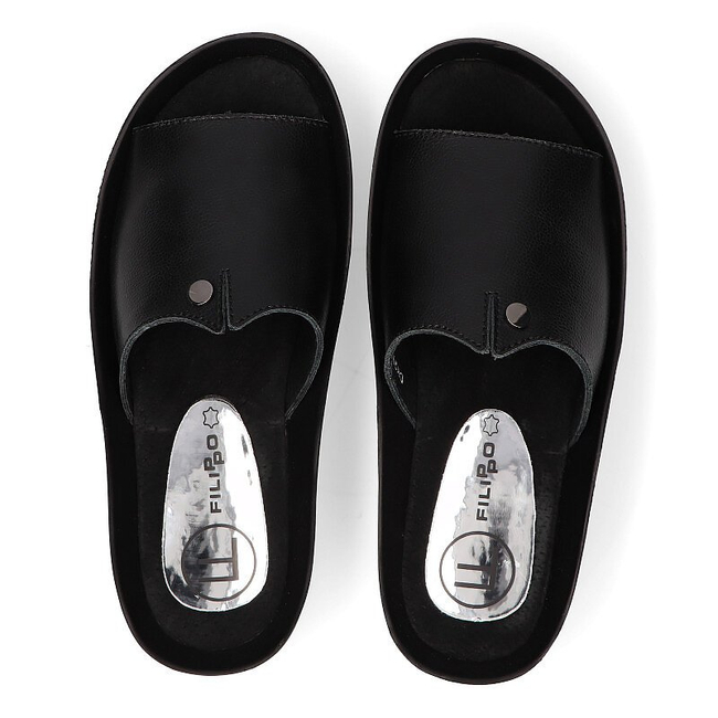 Skórzane klapki Filippo DK2059/21 BK czarne
