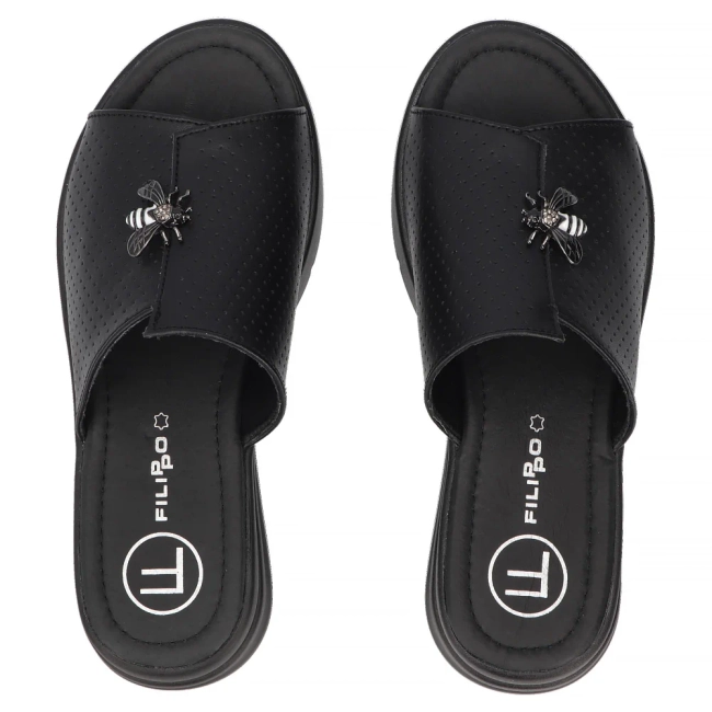 Leather flip-flops Filippo DK7644/26 BK black