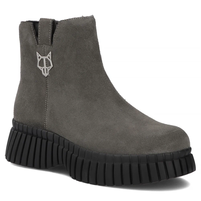 Skórzane botki na platformie Filippo DBT7274/25 GR szare