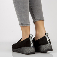 Leather Sneakers Filippo DP1500/20 BK T black glitter