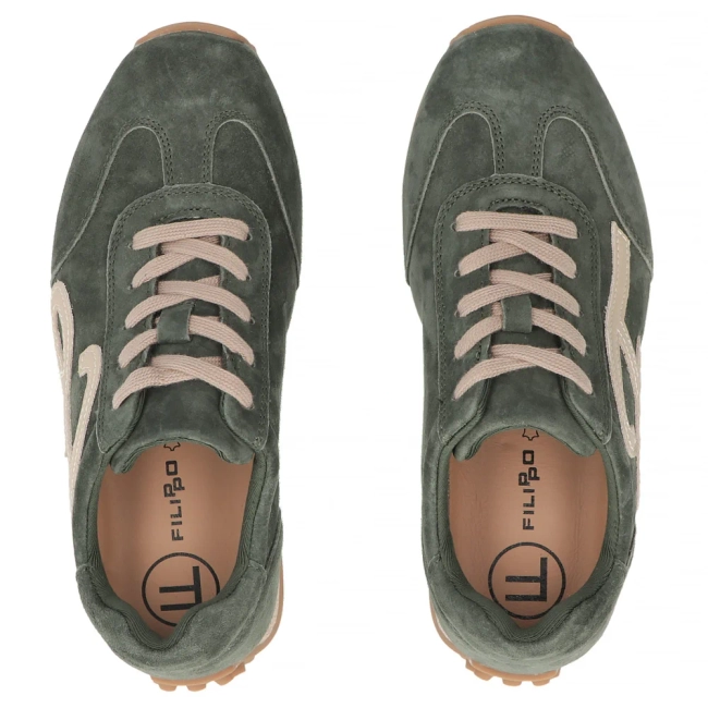 Skórzane sneakersy Filippo DP7961/26 GE zielone