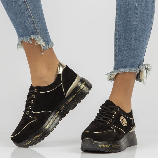 Leather Sneakers Filippo DP3588/22 BK black