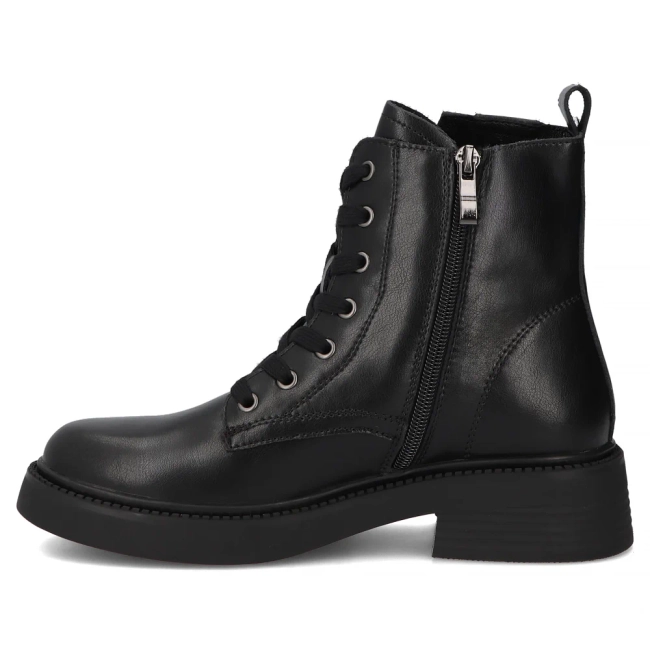 Skórzane botki na obcasie Filippo DBT7151/25 BK czarne