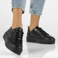 Skórzane półbuty na platformie Filippo DP3533/24 BK czarne