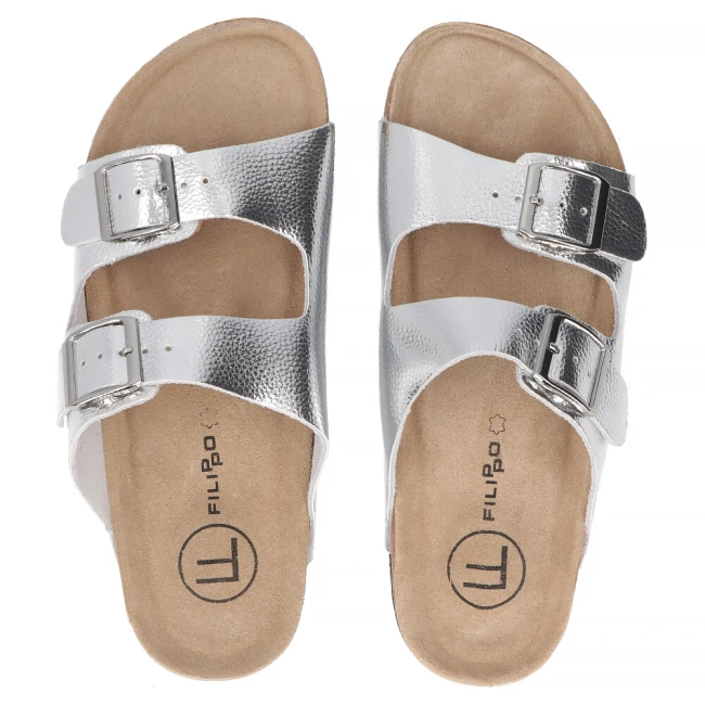 Leather flip-flops Filippo DK7062/25 SI silver