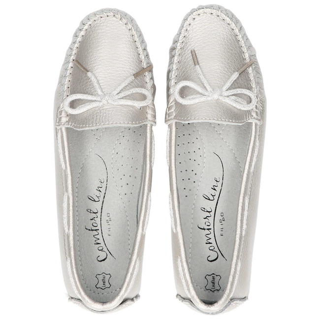 Skórzane mokasyny Filippo DP1203/20 SI srebrne