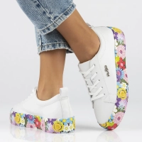 Skórzane sneakersy Filippo DP6048/25 WH FL białe kwiaty