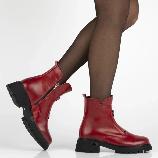 Leather ankle boots Filippo DBT7148/25 RD red