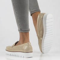 Skórzane mokasyny Filippo DP3534/22 GO złote