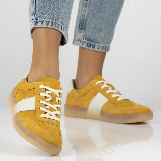 Skórzane sneakersy Filippo DP6770/25 YL żółte