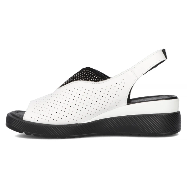 Skórzane sandały na platformie Filippo DS6145/24 WH białe