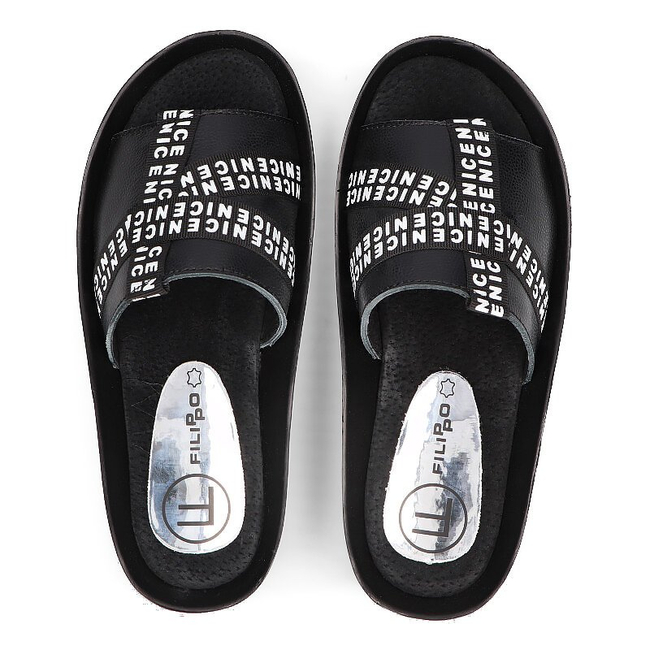 Leather flip-flops Filippo DK2061/21 BK black