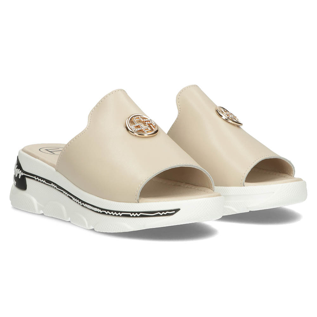 Leather slippers Filippo DK3872/22 BE beige