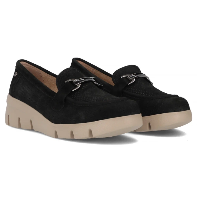 Skórzane półbuty na platformie Filippo DP7002/25 BK czarne