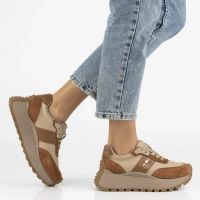 Leather sneakers Filippo DP6785/25 BR BE brown