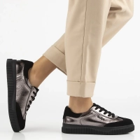 Skórzane sneakersy Filippo DP7123/25 GN gun metal