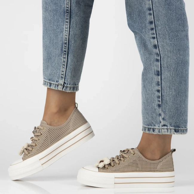 Sneakers beige up bold QY880-63 brown