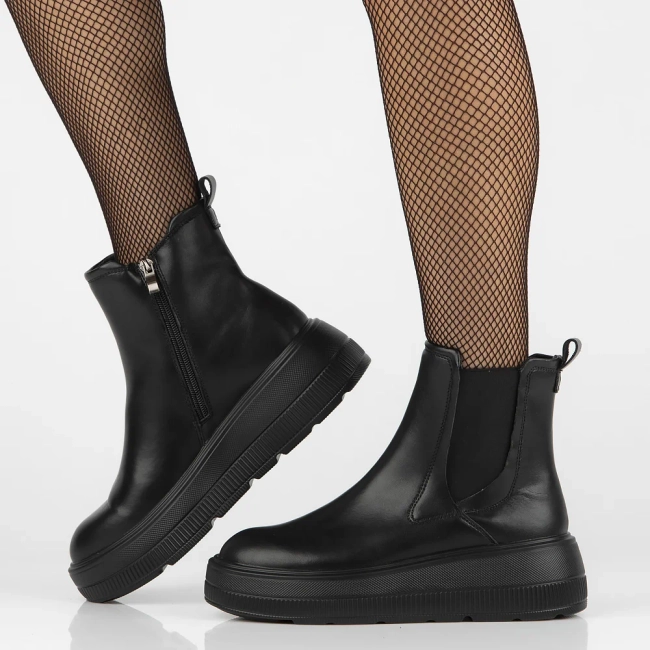 Leather ankle boots DBT6375/24 BK black