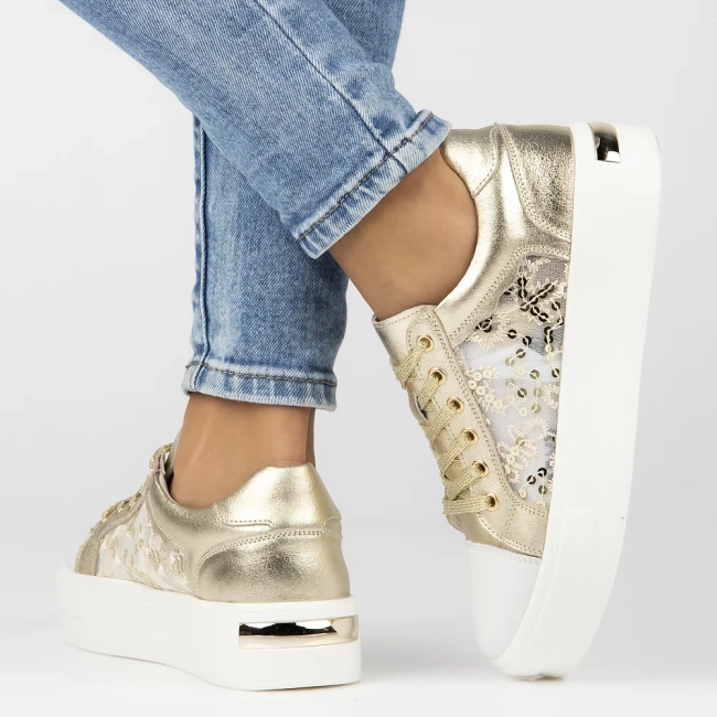 Skórzane trampki Filippo DP7060/25 GO złote