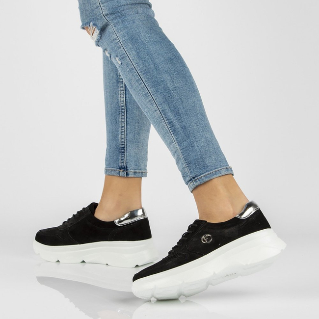 Skórzane Sneakersy Filippo DP2138/21 BK czarne