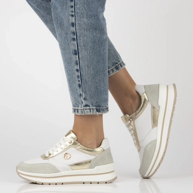 Leather sneakers Filippo DP6858/25 WH GO white gold