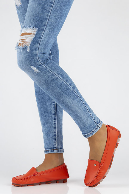 Skórzane mokasyny Filippo DP2037/23 RD LI czerwone