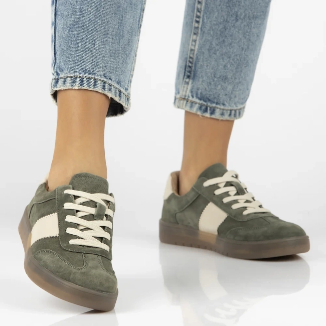 Skórzane sneakersy Filippo DP6770/25 KH zielone