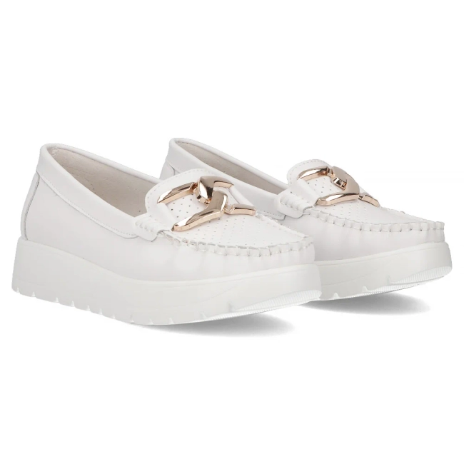 Skórzane mokasyny Filippo DP6827/25 WH białe