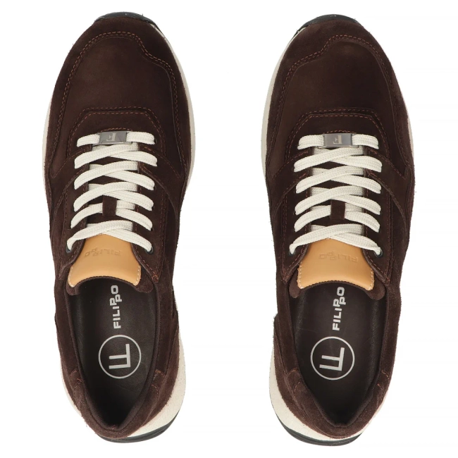 Skórzane sneakersy Filippo MP8275/26 D BR ciemnobrązowe