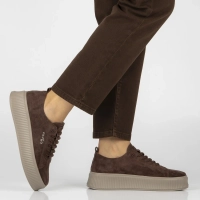 Skórzane sneakersy Filippo DP8343/26 D BR ciemnobrązowe
