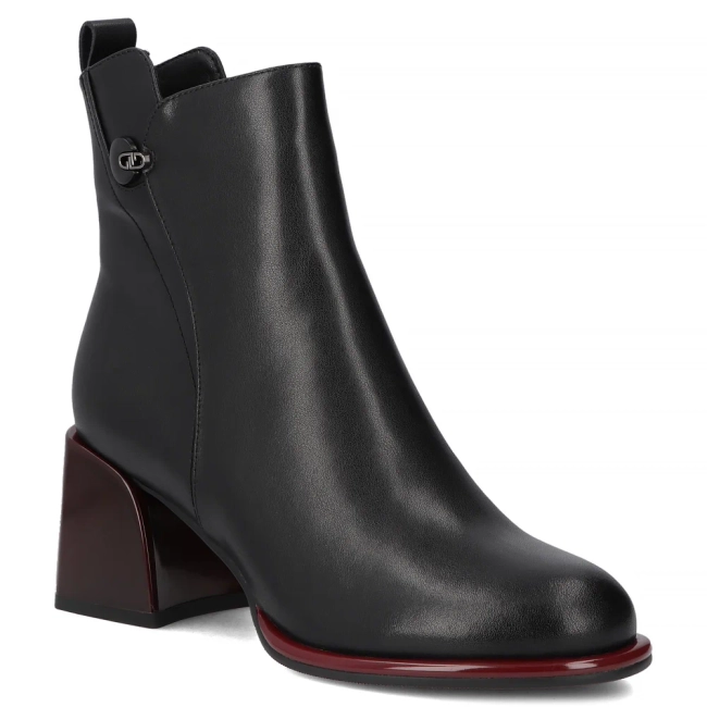 Skórzane botki na obcasie Filippo DBT7363/26 BK RD czarne