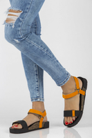 Leather sandals Yokono ROSS-002 black and orange