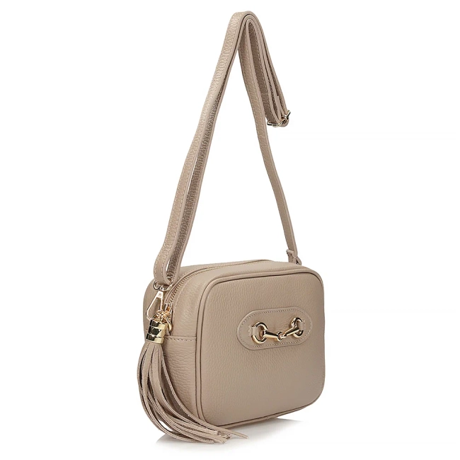 Handbag Toscanio Leather Messenger Bag F77 beige