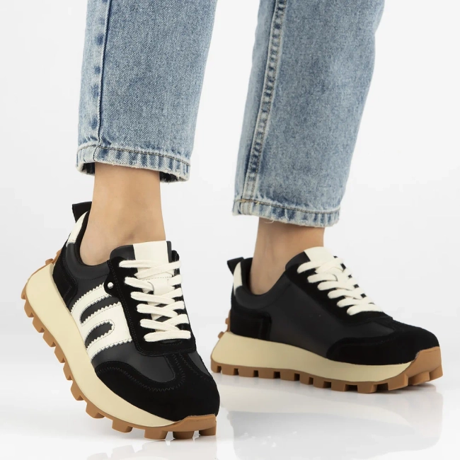 Skórzane sneakersy Filippo DP6743/25 BK czarne