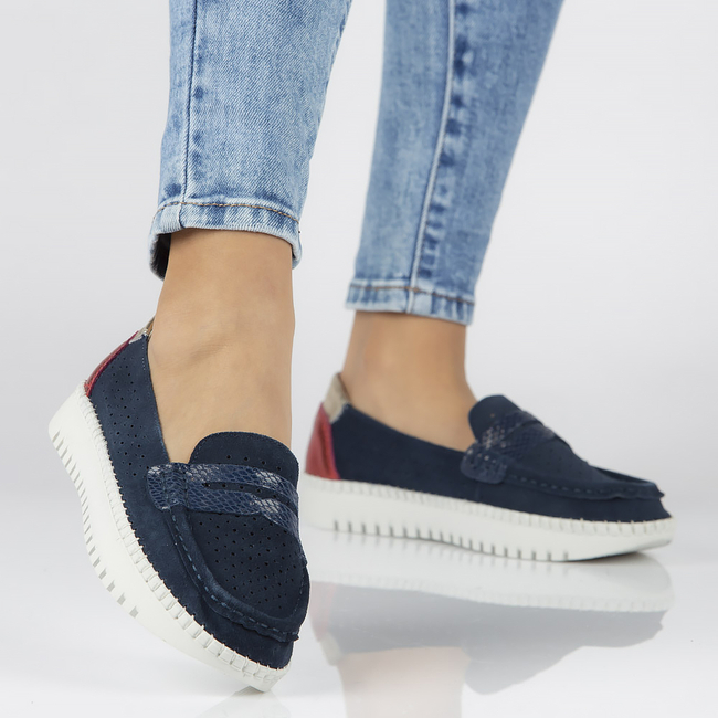 Skórzane półbuty Filippo DP1413/20 NV granatowe