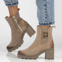Skórzane botki na obcasie Filippo 60396 Taupe