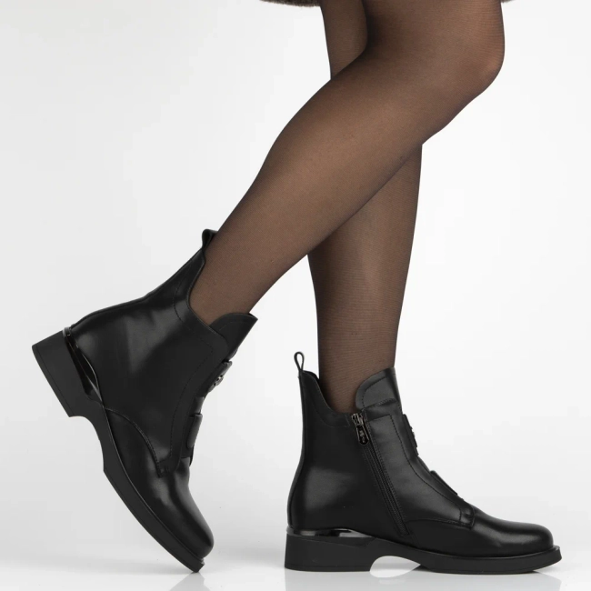 Skórzane botki Filippo DBT7219/25 BK czarne