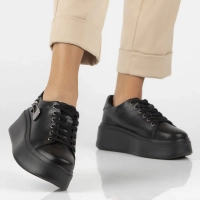 Leather sneakers Filippo DP6423/24 BK black