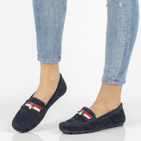 Skórzane mokasyny Filippo DP1406/21 NV granatowe