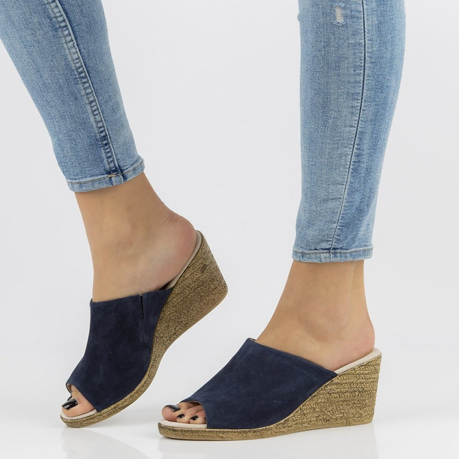 Leather flip-flops Filippo DK2143/21 NV navy blue